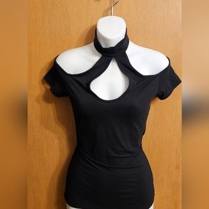 Jewel neck off-the-shoulder bodycon top